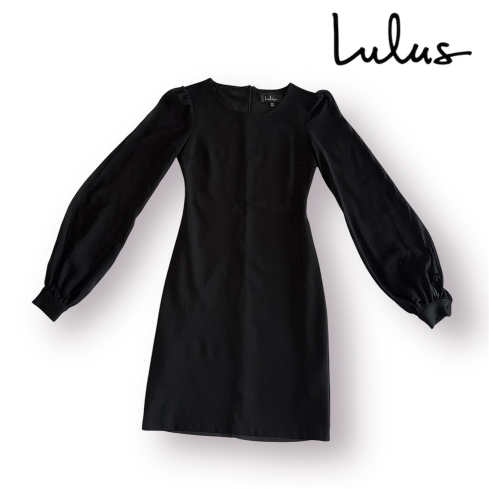 🛍️SALE🛍️ Lulu’s Long Sheer Sleeves Black Dress - Picture 2 of 9